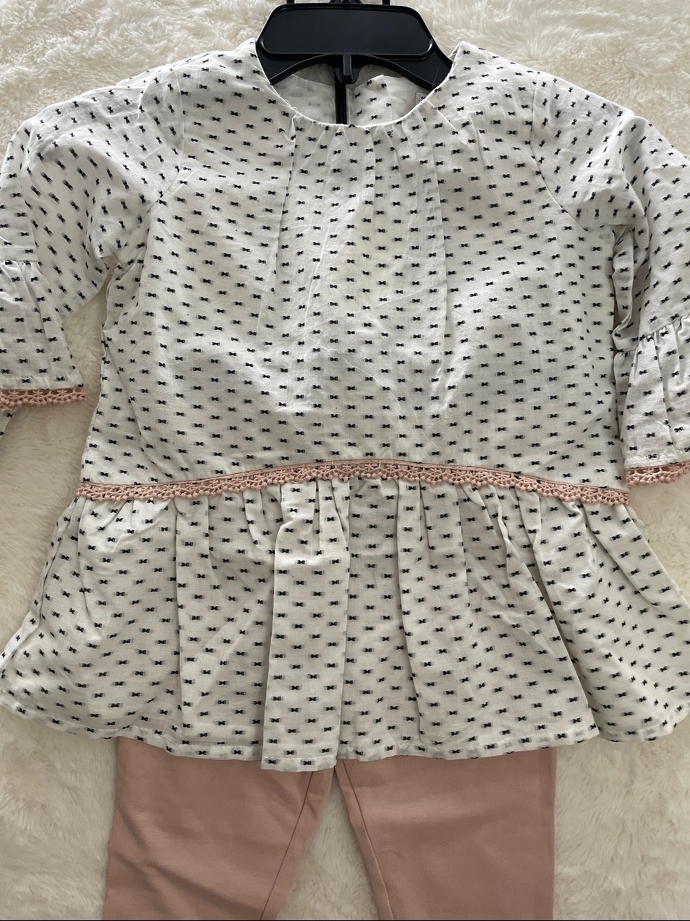 SALE! NWT Max Studio Kids White Peplum Top w Pink Trim & Pink Leggings